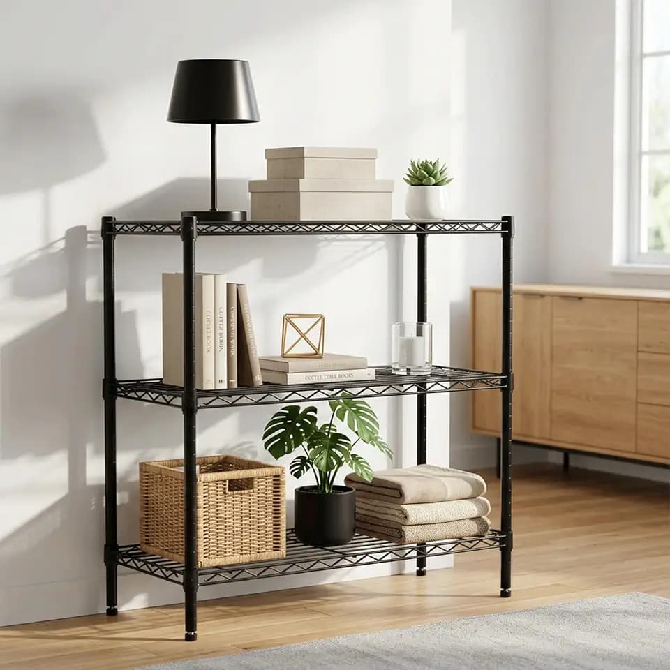 Simple Deluxe Heavy Duty 3-Tier Wire Storage Shelves, 200lbs per Shelf, Adjustable & Rustproof for Kitchen Bathroom Pantry Garage, 23.2" W×13.4" D×30" H