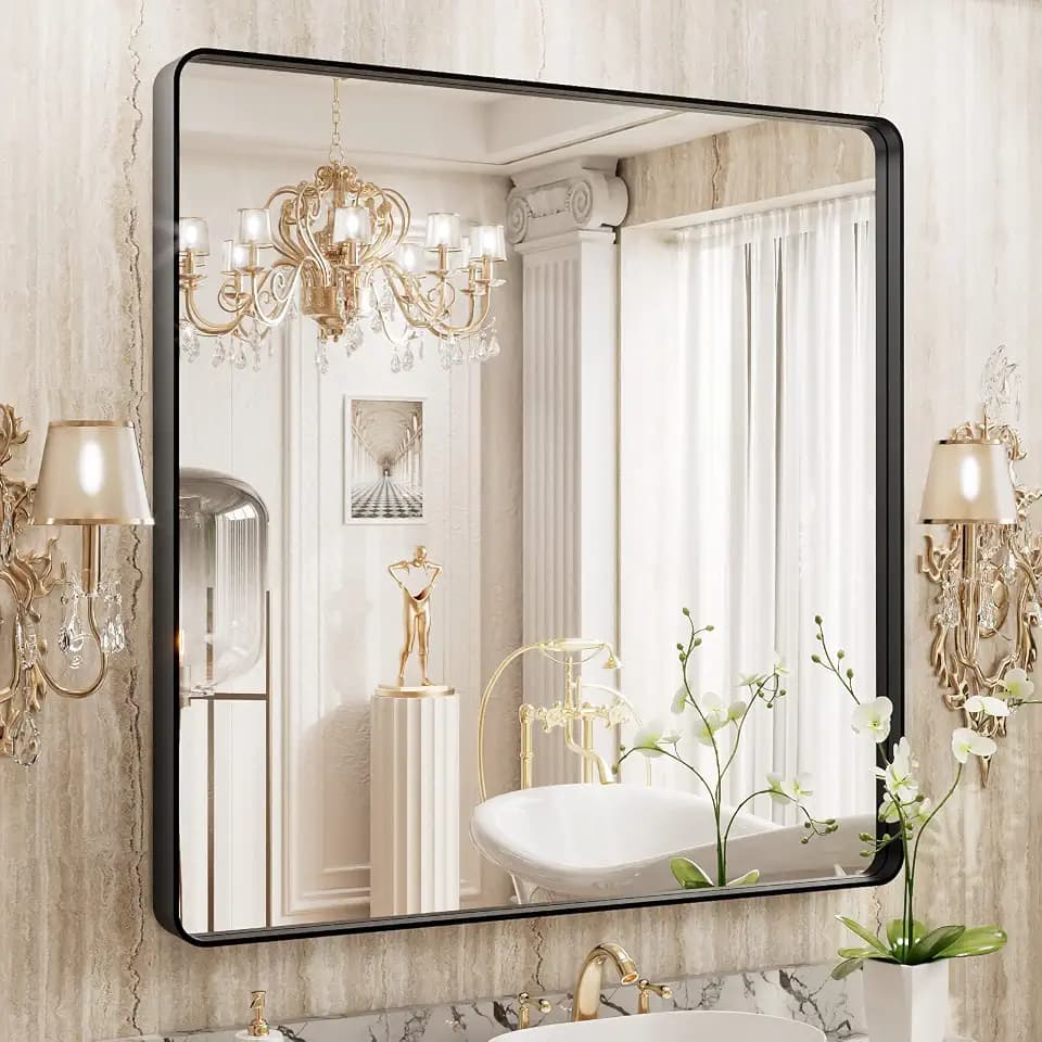 WEER Bathroom Vanity Mirror Black 36X36 Inch
