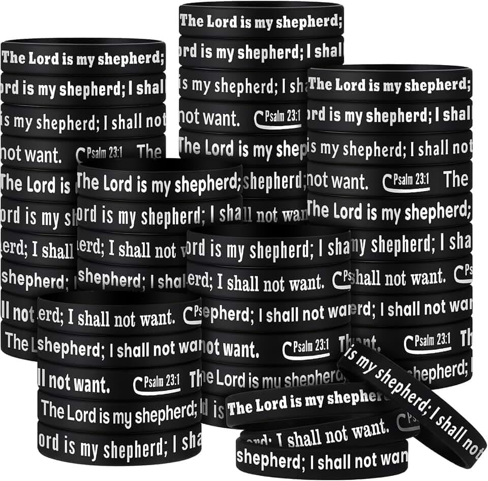 50 Pcs Psalm 23 Wristbands Bulk Christian Religious Gifts