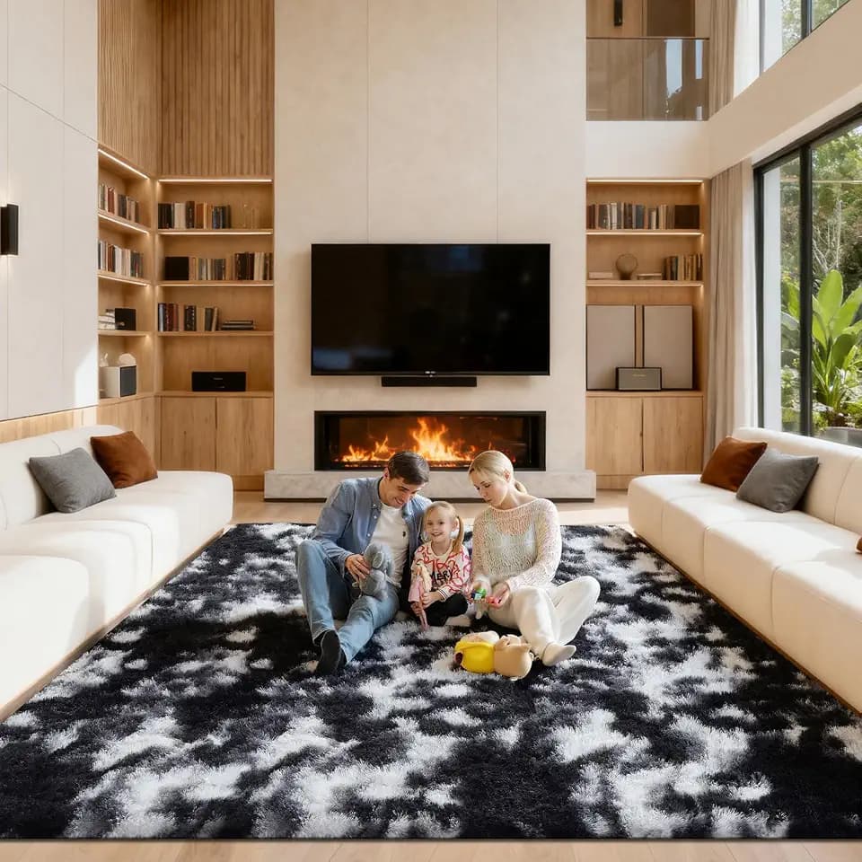 Area Rugs 9x12 Living Room, Large Fluffy Rugs for Bedroom