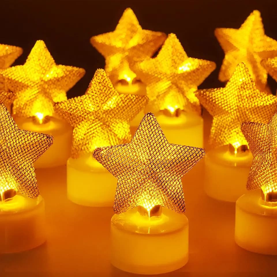 6PCS LED Star Tea Lights Candles Battery Operated for Party Home Decor