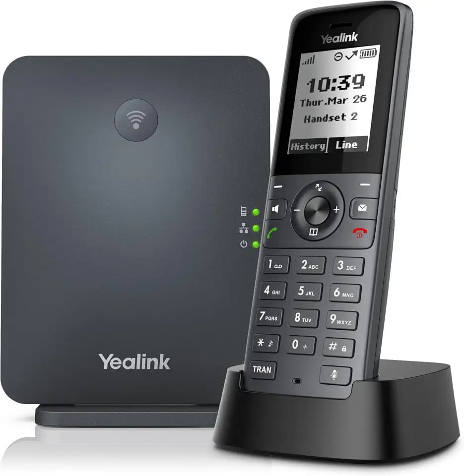 Yealink Bluetooth, WLAN, 10 Konten, Hochleistungs-SIP, 35 Stunden Sprechzeit, Dect-Telefon, IP-Telefon, Bildschirmgröße 1,8 Zoll, Schwarz