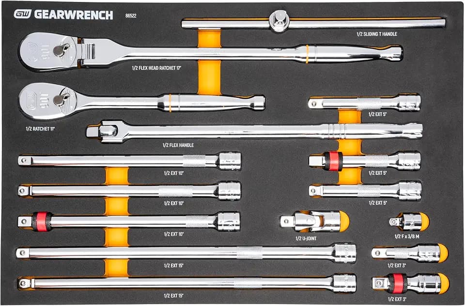GEARWRENCH 16 Piece 1/2" Drive 90T Ratchet & Drive Tool Set | 86522