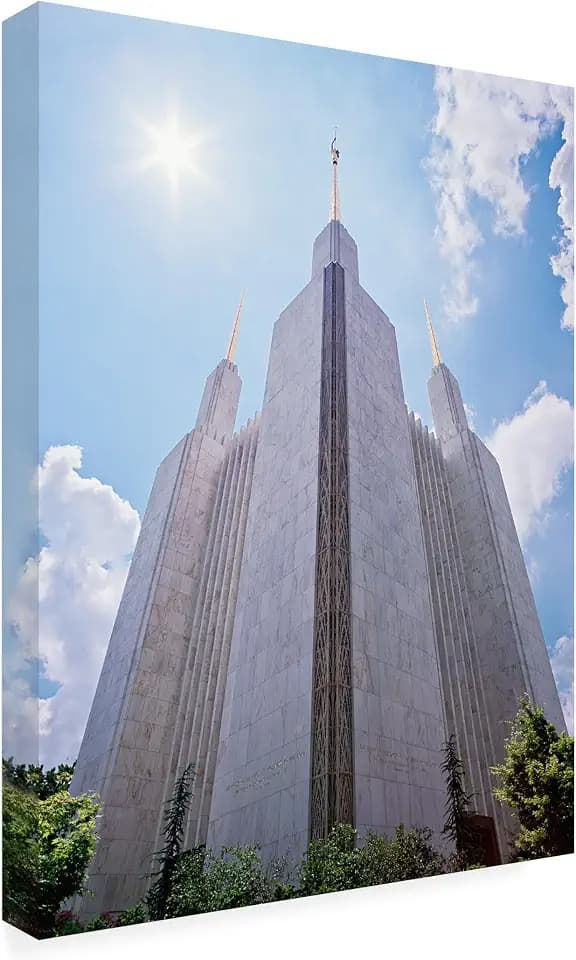 Wrapped Canvas Wall Art - Gregory O'Hanlon 'LDS Temple Under the Sun' Wall Art for Living Room, Bedroom, or Office Décor - 14x19
