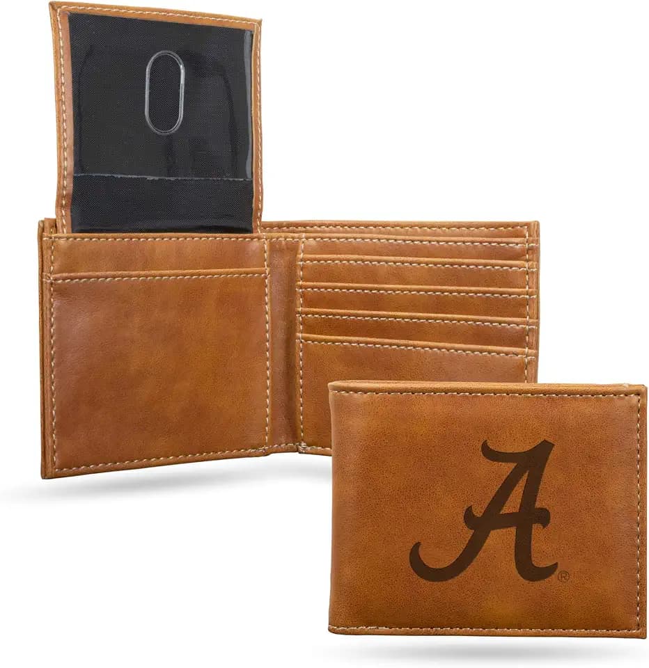 Rico Industries NCAA Laser Engraved Billfold Wallet Laser Engraved Bill-fold Wallet - Slim Design - Great Gift