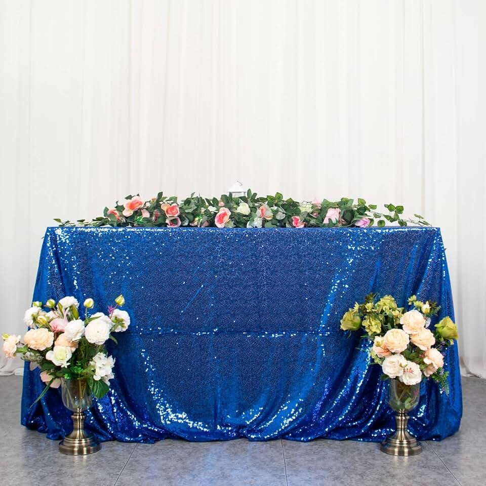 ShiDianYi 50''x72'' Royal Blue Sequin Tablecloth Wedding Table Cloth Sparkle Sequin Linens Glitz Party Table Cloth Sequin Cake Tablecloth