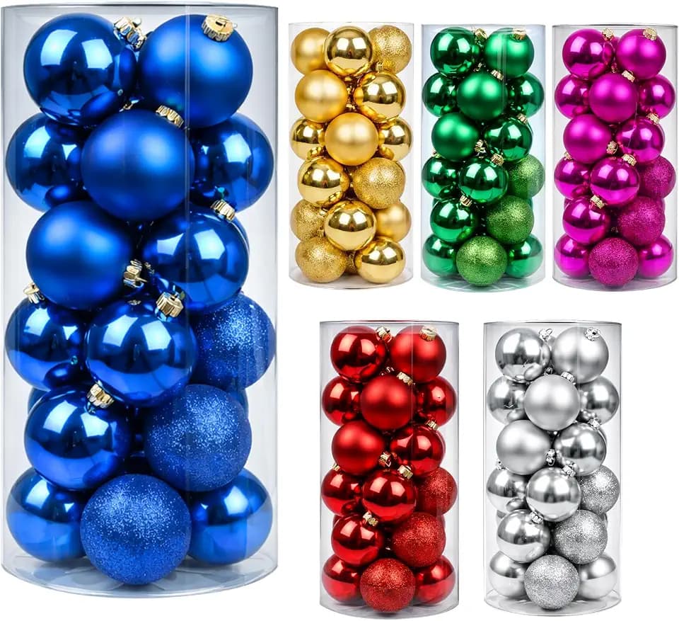 24ct Blue Christmas Ball - 1.57 Inch Shatterproof Christmas Tree Decoration Ornaments Hanging Ball for Xmas Tree, Holiday, Wedding, Party