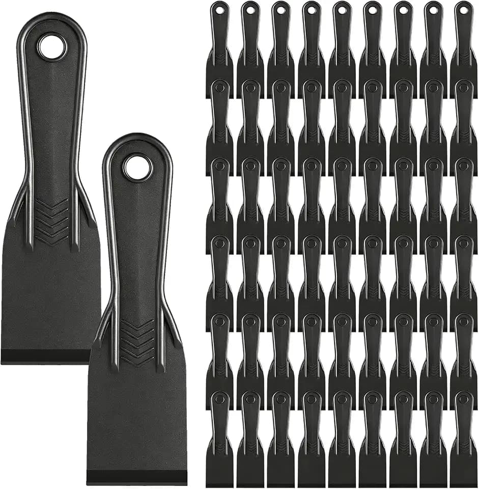 100 Pcs Plastic Putty Knife 2" Black Flexible Putty Knife Scraper Plastic Flexible Paint Scraper Tool for Spackling Repairing Walls Pasting Plaster Removing Wallpaper Applying Mud