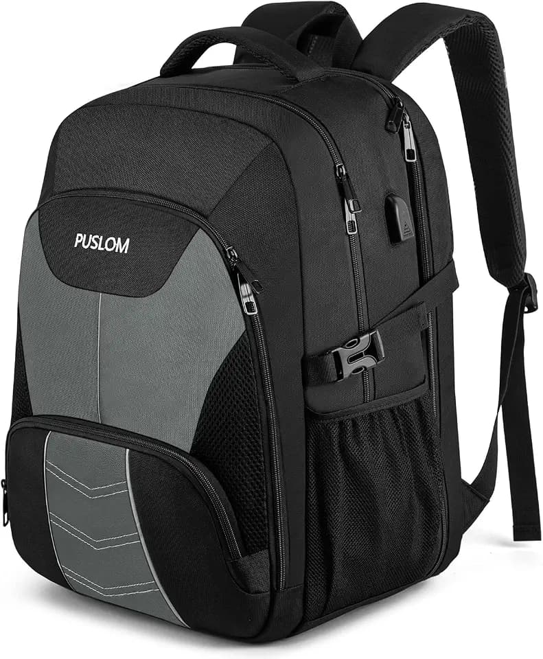 Extra Großer Rucksack Herren 55L Wasserdicht 18.4 Zoll Laptoptasche Arbeit Laptop Rucksack mit USB Ladeanschluss Anti Diebstahl Business Reisen Schulrucksack für Männer Frauen Jungen Teenager Grau