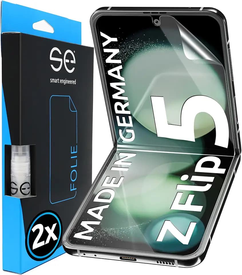2x se® 3D SCHUTZFOLIE Transparent für Samsung Galaxy Z Flip 5,Selbstheilend, 100% Fingerabdruck & FaceID kompatibel, einfache blasenfreie Installation, Ultra-Klar, Stoß-Kratzfest, aus Deutschland