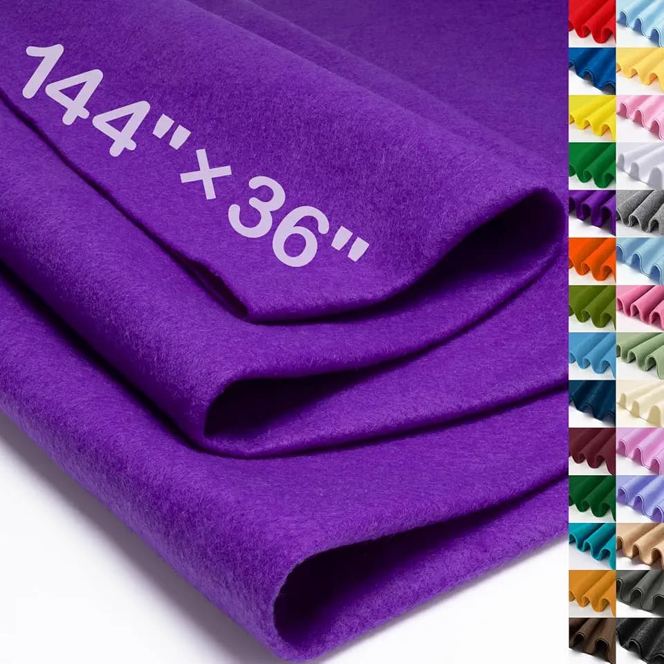 XSEINO Purple Large Felt Fabric 144" X 36 "(4 Square Yards), 1.4 mm Thick Soft Felt Fabric Sheet for Crafts, Purple Soft Nonwoven Fabric, Fit for Decoration, Sewing, DIY Crafts
