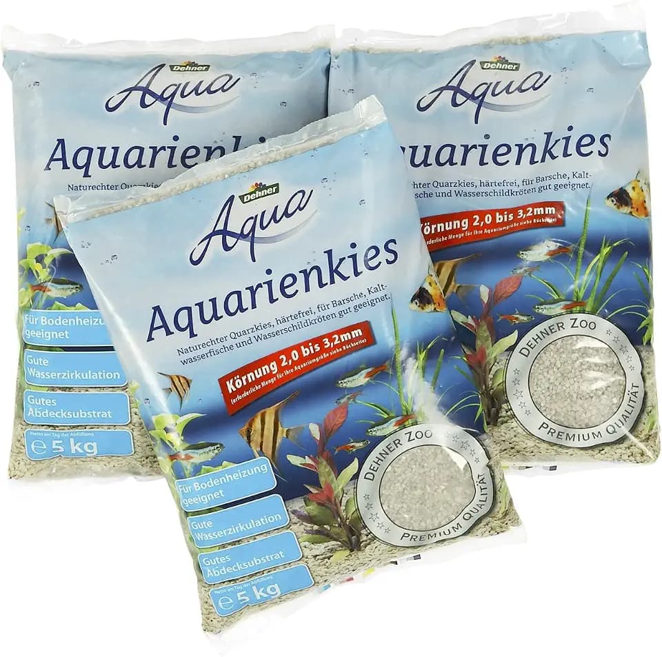 Dehner Aqua Aquarienkies, Körnung 2 - 3.2 mm, 3 x 5 kg (15 kg), weiß