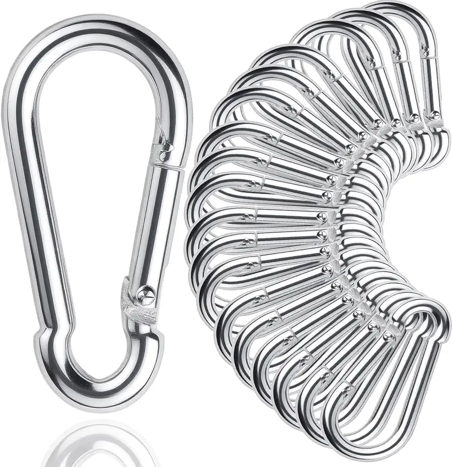 30Pack Heavy Duty Carabiner Clips Black 3/8” Spring Snap Hooks for Swing