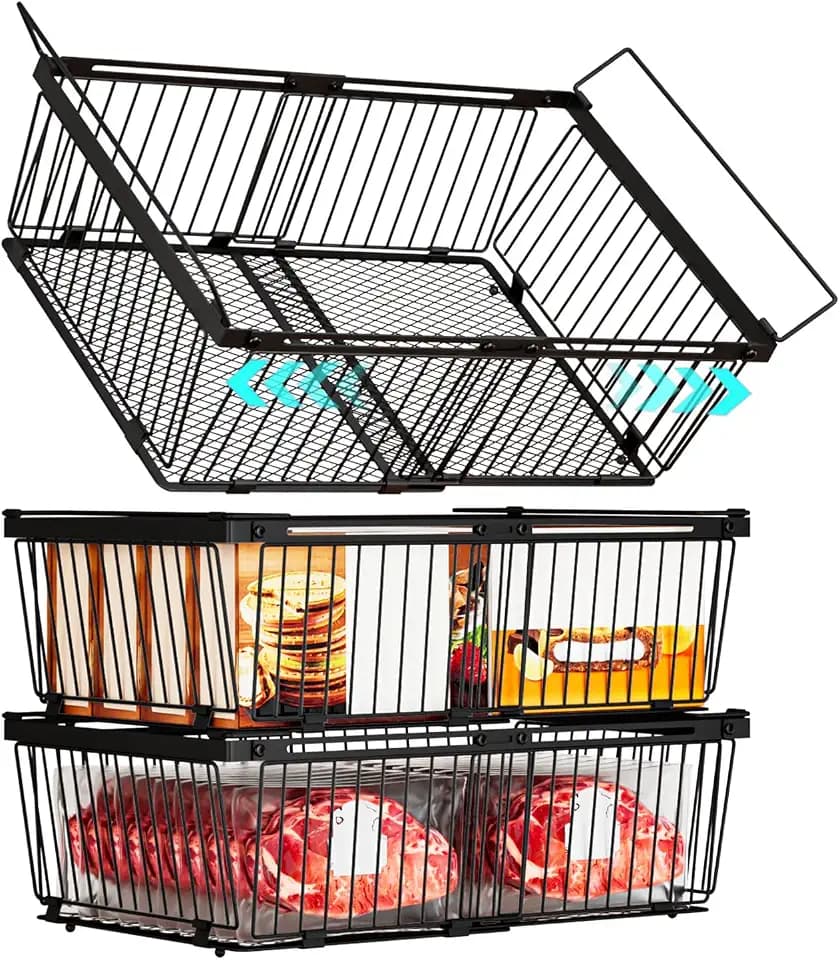 Large Freezer Organizer Bins for 10 to 20 Cu.Ft,Leak-Proof Bottom,3 Pack