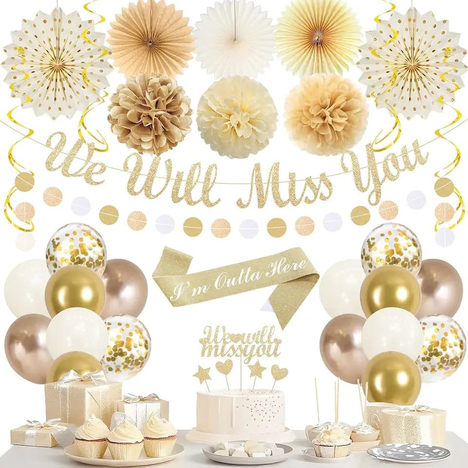 Vlipoeasn Champagne Gold Farewell Party Decorations for Women Men