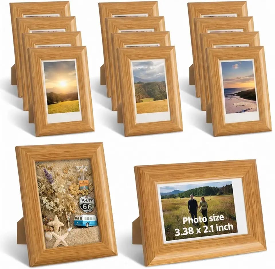 12 Pcs 2x3 Mini Photo Frame Compatible with Instant Film Print, Wood