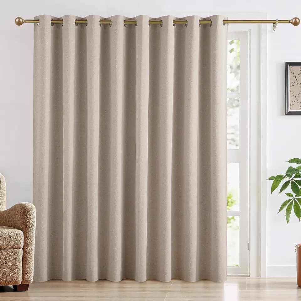 RYB HOME Mocha 100% Blackout Sliding Door Curtain 1 Panel for Bedroom