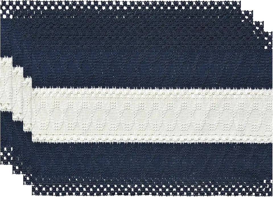 Artoid Mode Dark Blue Farmhouse Rustic Placemats Set of 4-12x18 Inch