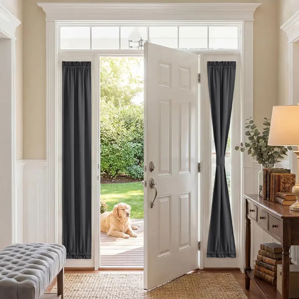 PONY DANCE Door Curtain Panel, 12 W x 72 L, Grey, 1 PC