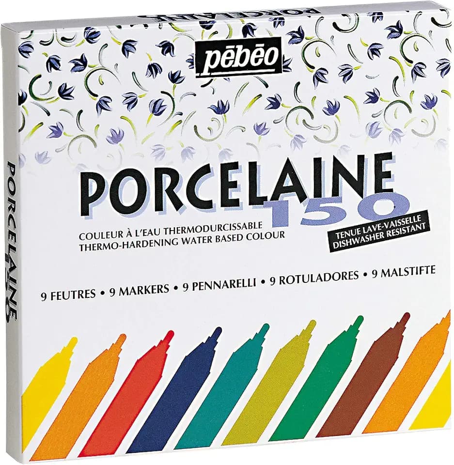 Pebeo PE020010 Porcelaine 150 China Paint Marker Set 9/Pkg-Bullet Tip Colors may vary, Count (Pack of 1)