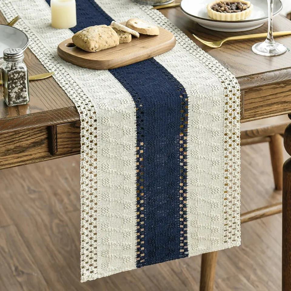Artoid Mode Dark Blue Farmhouse Rustic Table Runner 12x108 Inch