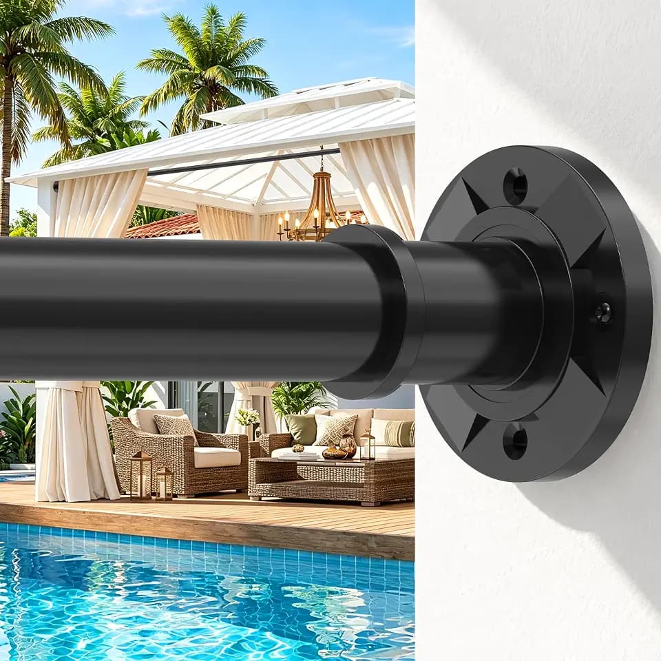 Heavy Duty 1.1"Tension Rods Outdoor Long Curtain Rod No Drilling 31-132 In