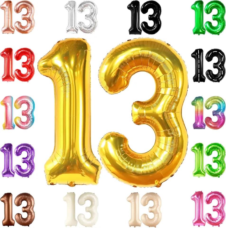 KatchOn Gold 13 Balloon Numbers - 40 Inch Gold 10th Birthday Decorations
