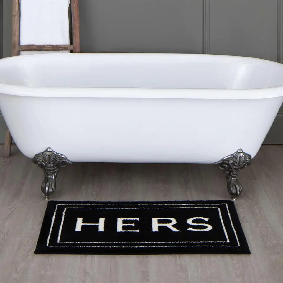 Mohawk Home Hers Casual Novelty; Solid Black 1' 5" X 2' Bath Mat Perfect for Bathroom