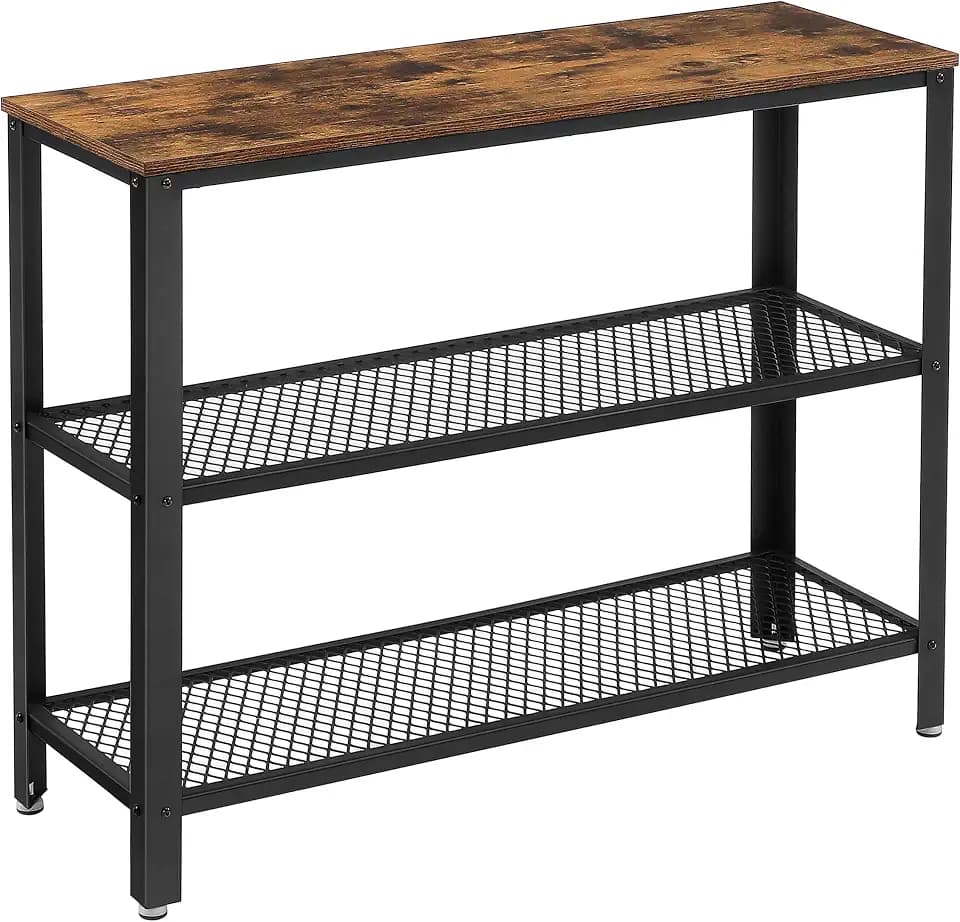 VASAGLE 40" Industrial Console Table, 3 Tier, Narrow Entryway Table