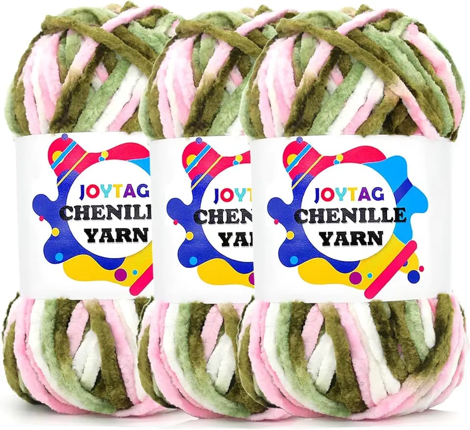 Velvet Chenille Yarn for Crocheting Pink Camouflage Velvet Fluffy Plush Thick Bulky Chunky Chenille Soft Baby Blanket Yarn for Crocheting Hand Knitting 3 * 100g-Pink Camouflage