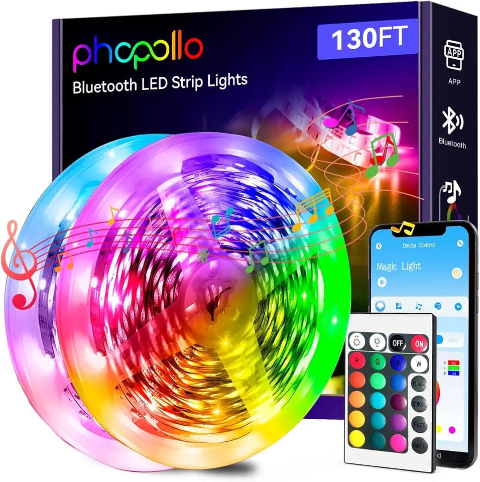 phopollo Bluetooth 24V Led Strip Lights 130ft, LED Lights for Bedroom