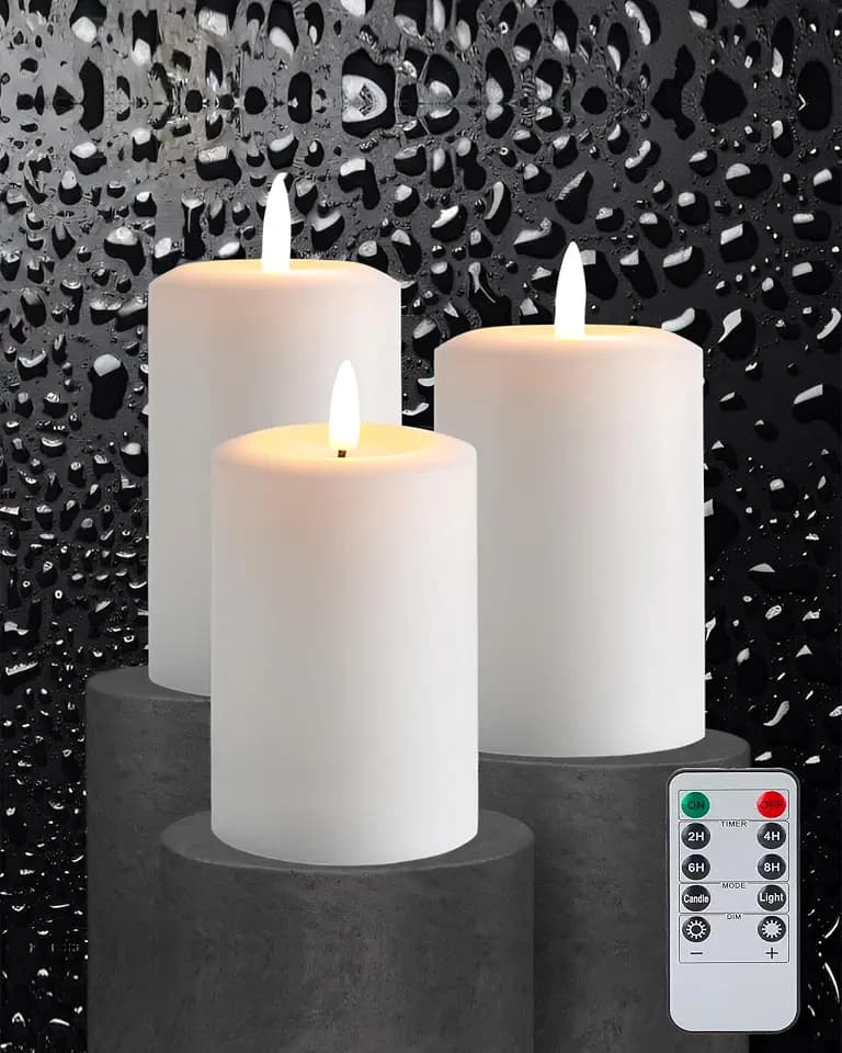 Gmnee 3"x5" Flickering Flameless Candles with Remote Timer, LED Candles