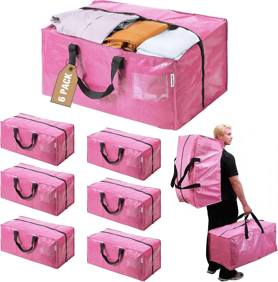 WORKPRO 6 Pack Extra Large Moving Bags with Backpack Straps & Handles