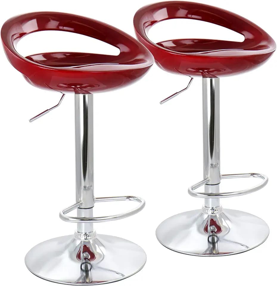 Elama Modern 2 Piece Retro Adjustable Bar Stool with Chrome Base
