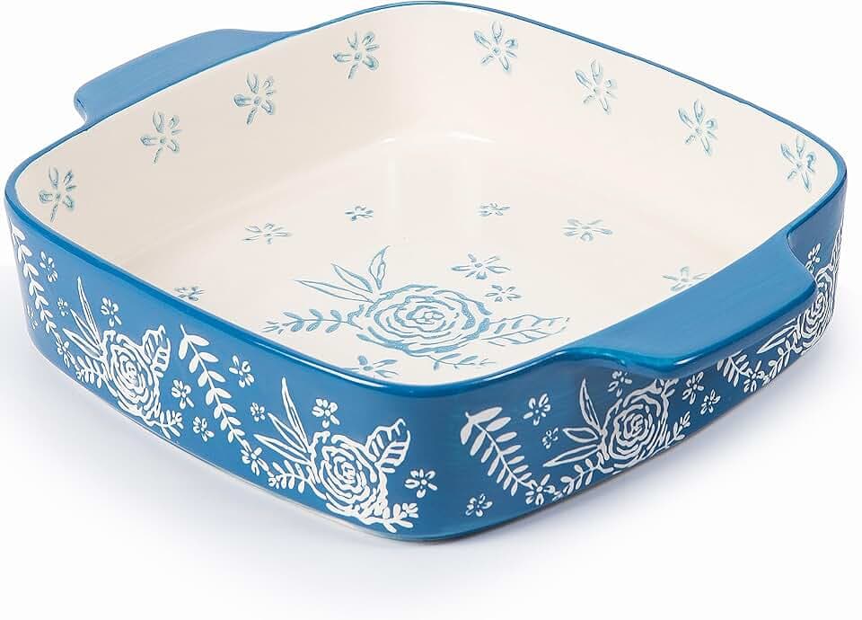 Wisenvoy Baking Dish Ceramic Brownie Pan 9x9 Baking Pan Casserole Dish Lasagna Pan Square Rose Bakeware Sets