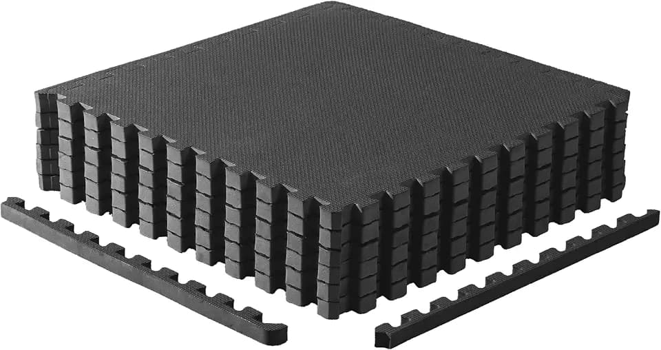 CAP 24-Inch EVA Interlocking Puzzle Mat, 1-Inch, Black T Pattern, 1-Pack
