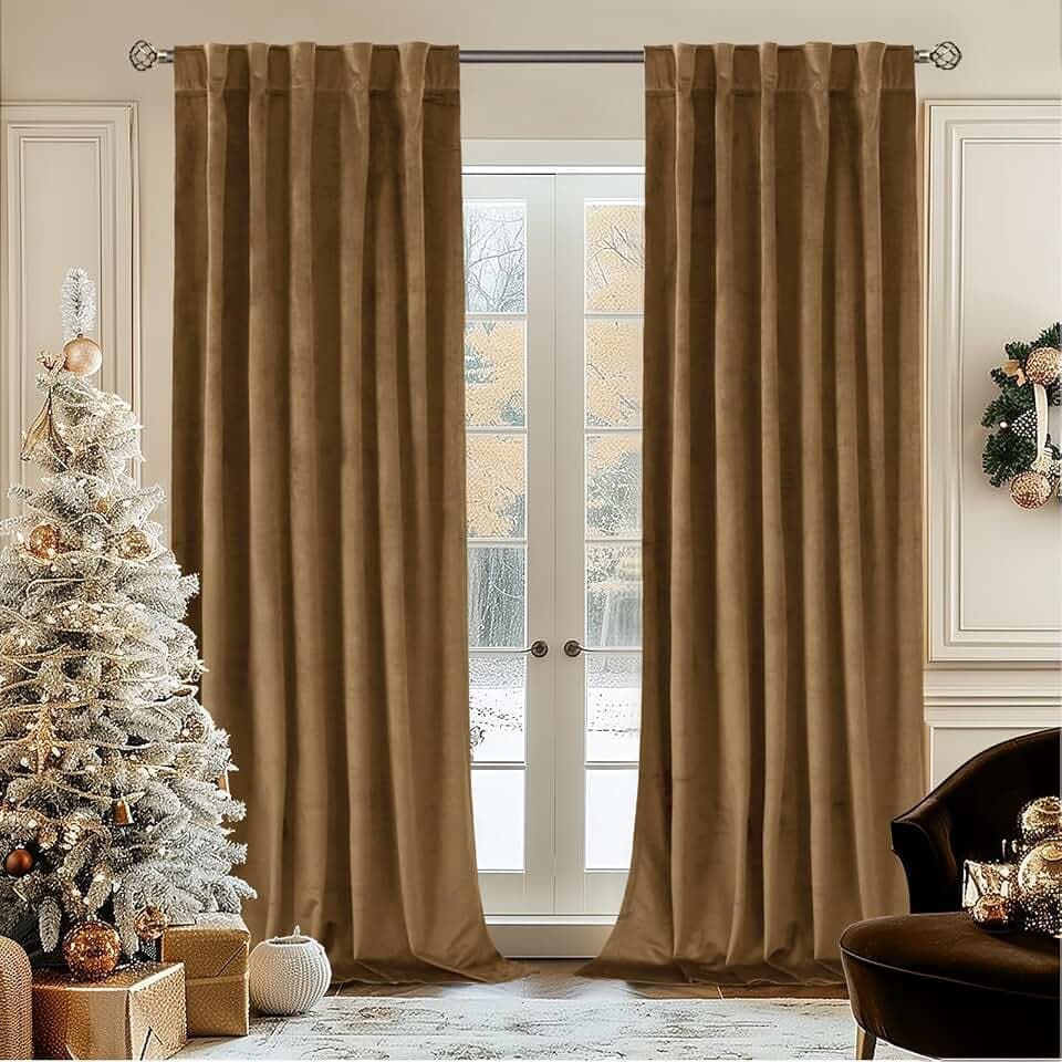 BGment Velvet Curtains for Living Room, 2 Panels, 42x84 Inch, Bronze Brown