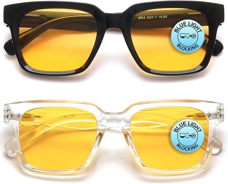 OPULIZE ERA Blaulichtfilterbrille für Damen Herren - Klar Gläser - Entspiegelt & Blendfrei - UV400-Schutz - Großer rechteckiger Rahmen - Computerbrillen Anti-Müdigkeit