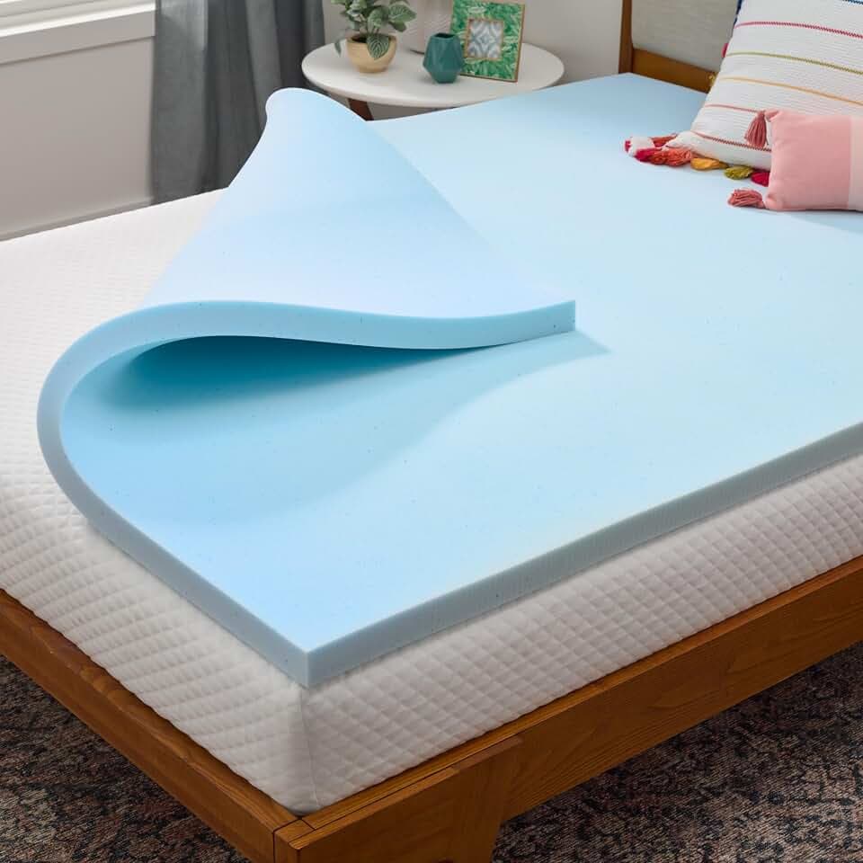 Linenspa Memory Foam Mattress Topper, Twin XL Size - 2 Inch Gel Infused Memory Foam - Plush Feel - Cooling and Pressure Relieving - CertiPUR Certified - Dorm Room Essentials