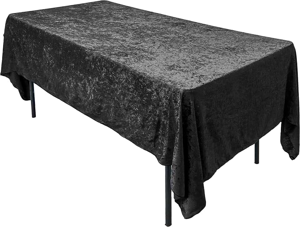 AK TRADING CO. Lush Panne Velvet Tablecloth - 60 x 102 Inch Rectangular Table Cover | Great for Buffet Table, Parties, Holiday Dinner, Wedding & Baby Shower (Black, 60 x 102 Inch)