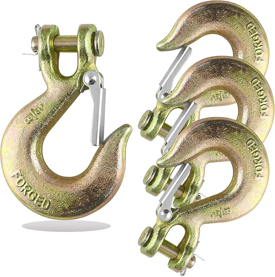 4 PCS 3/8" Clevis Slip Hook with Safety Latch,Heavy Duty Chain Hook