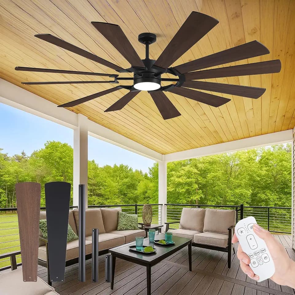 72 inch Outdoor Farmhouse WindMill large Ceiling Fan with Light for Patio