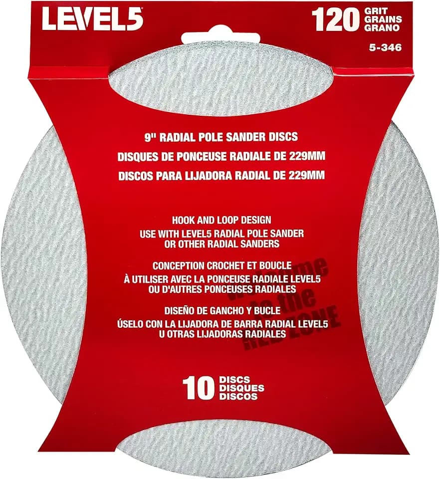 LEVEL5 120 Grit 9" Radial Drywall Radial Sander Disc - 10 Pack | 5-346