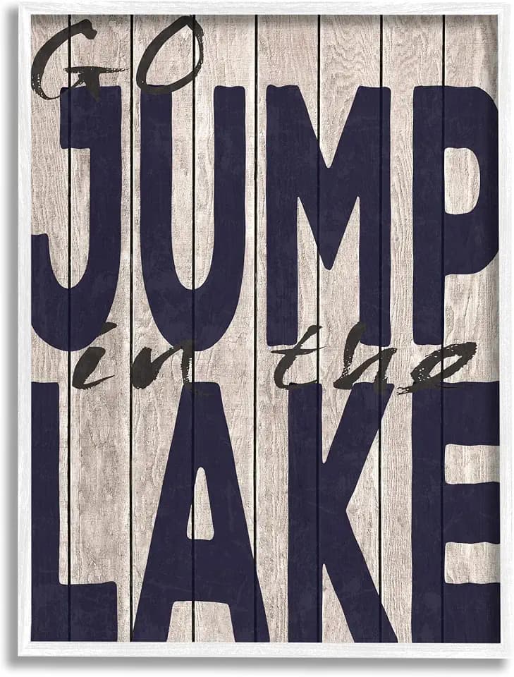 Lake Country Typography Navy, 24 x 30 Inch Framed Giclée Print