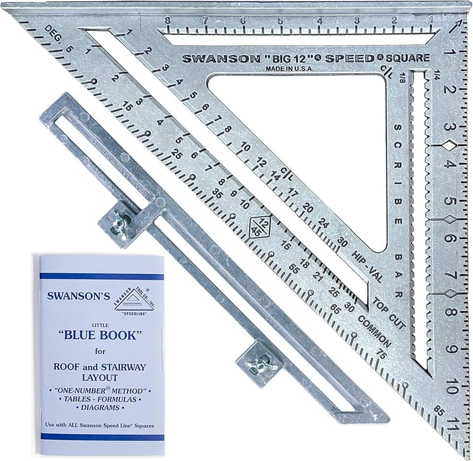 Swanson Tool Co S0107 "Big 12" 12-Inch Speed Square Layout Tool with Blue Book