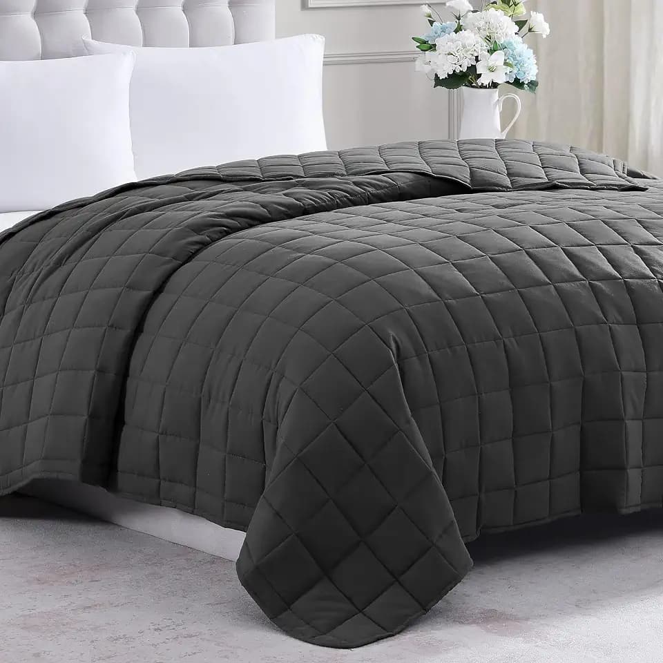 Casa Platino Full Size Blanket, Microfiber Soft & Quilted - Charcoal