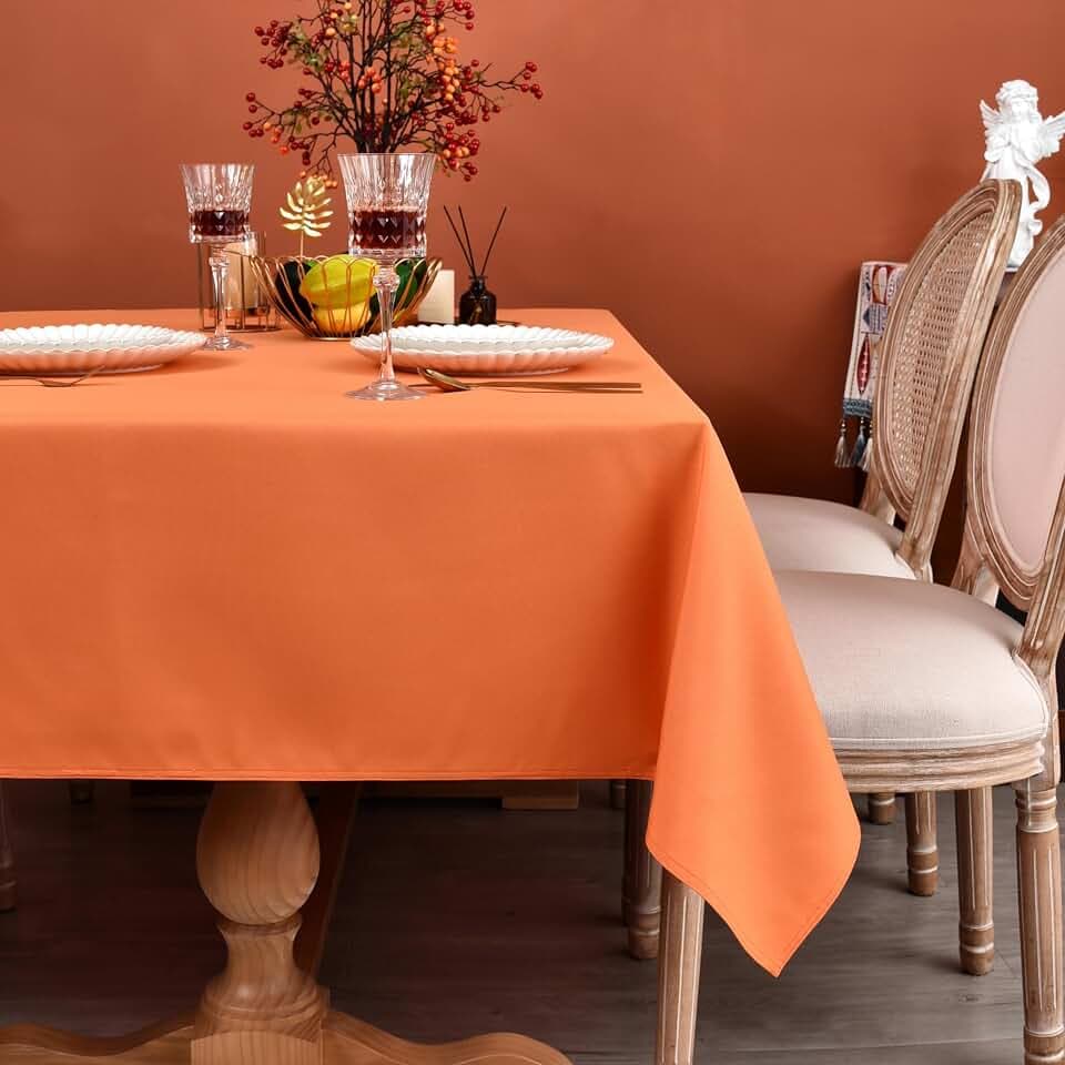 MEANMOY Orange Rectangle Tablecloth 60x84 Inch Water Resistant Table Cloth