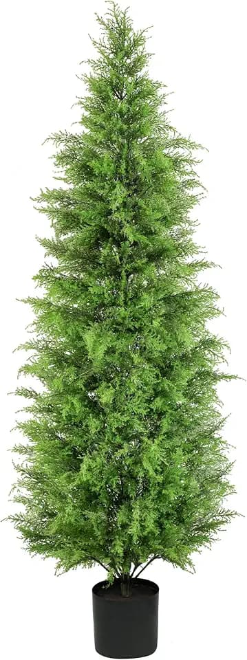 Artificial Cedar Trees for Outdoor,6FT Artificial Topiary Trees for Home Decor UV Rated Fake Shrubs for Front Porch Faux Plants Indoor and Outdoor Decor