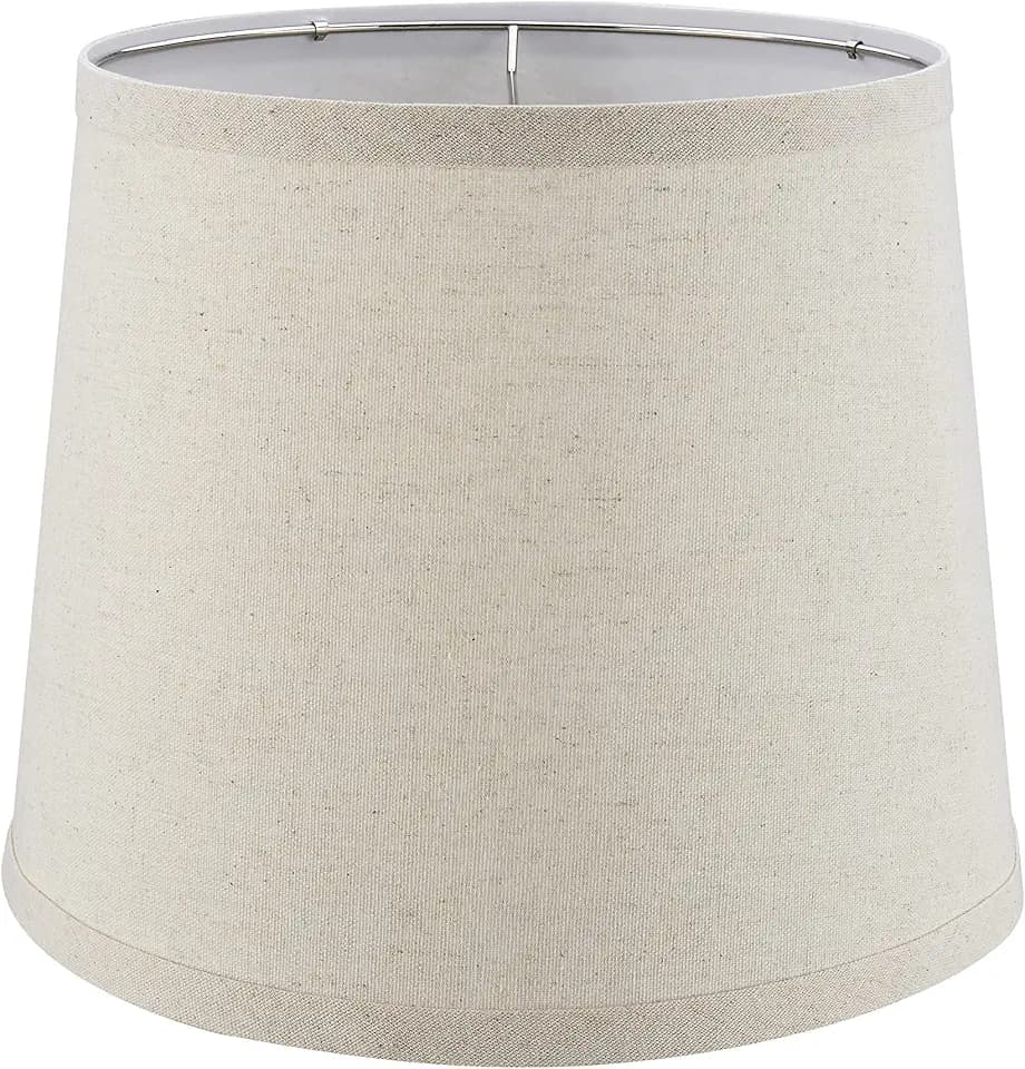 Aspen Creative 38006, Collapsible Empire Transitional Spider Shade, 9" Top x 11" Bottom x 9" Slant, Oatmeal Linen