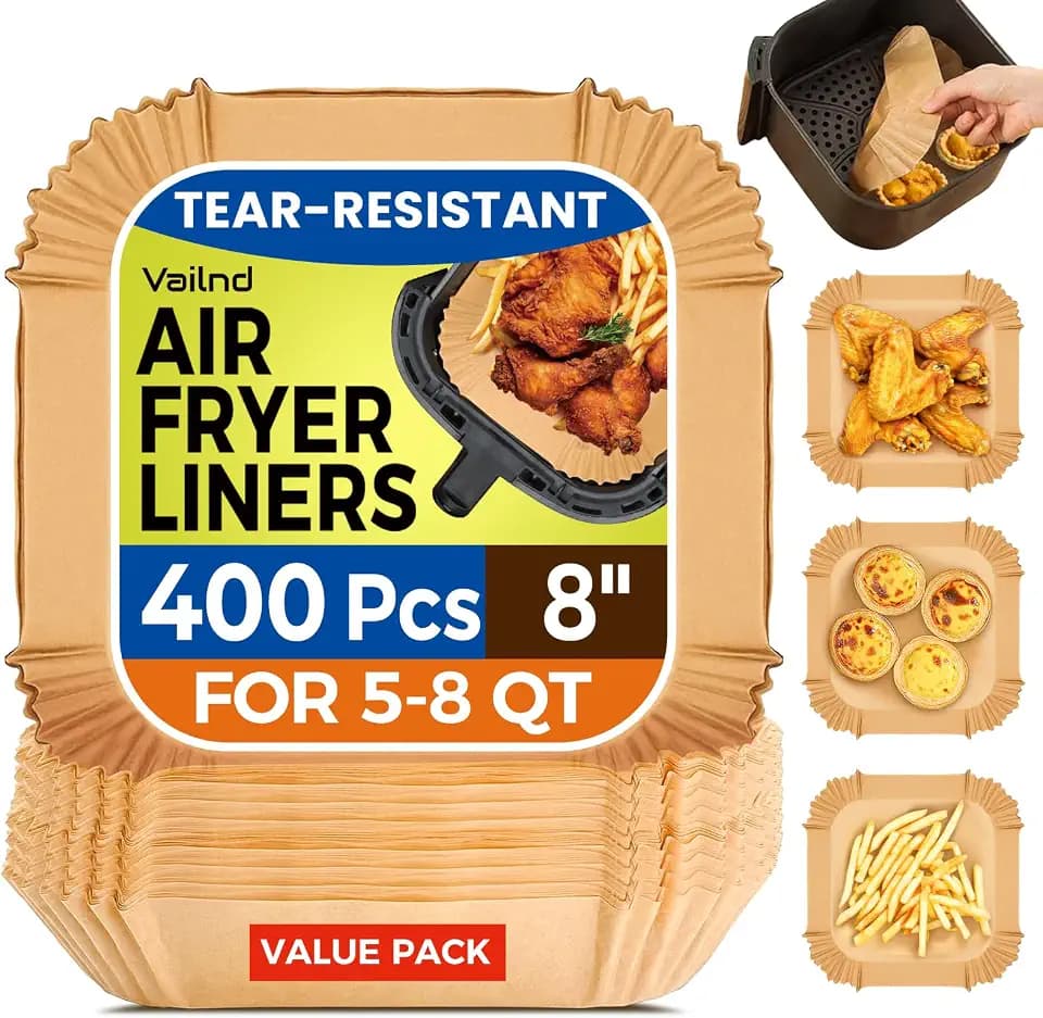 400 Pcs 8" Square Air Fryer Liners Disposable, Airfryer Paper for 5-8QT